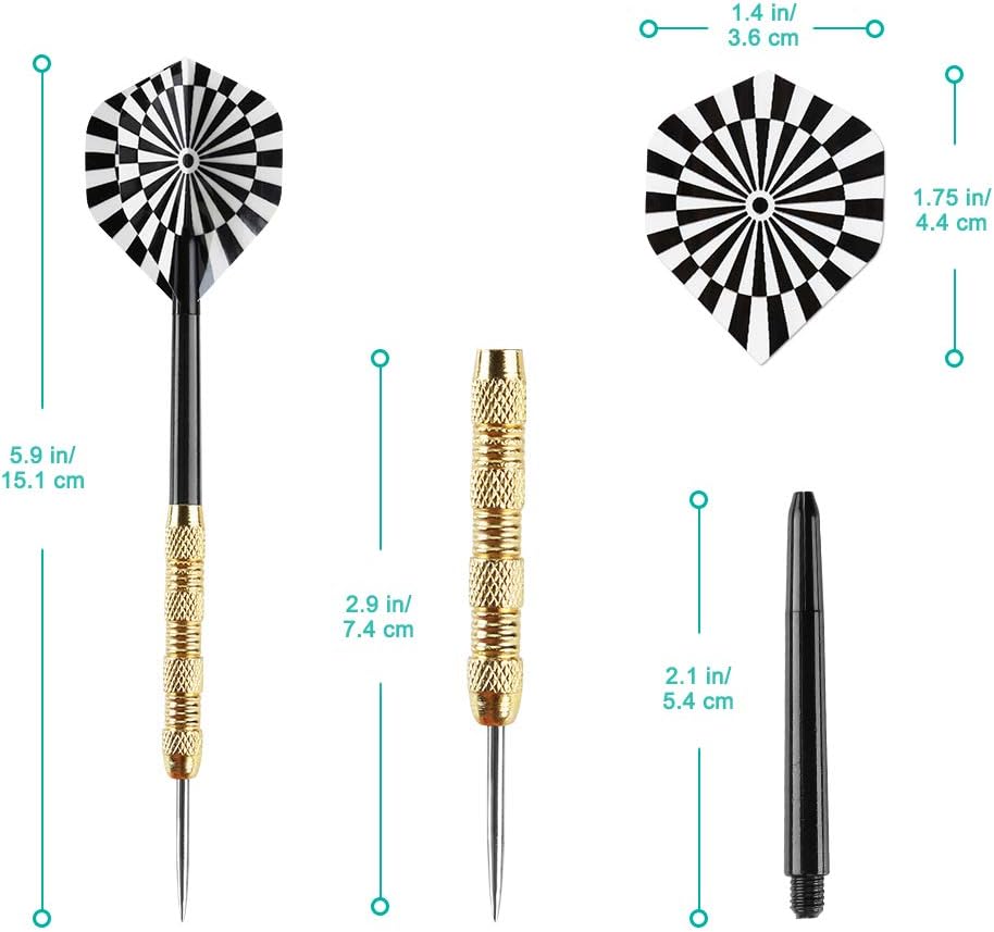 Accmor Steel Tip Darts, Professional Metal Darts, Darts Metal Tip Set, Metal Darts for Dartboard,18 pcs