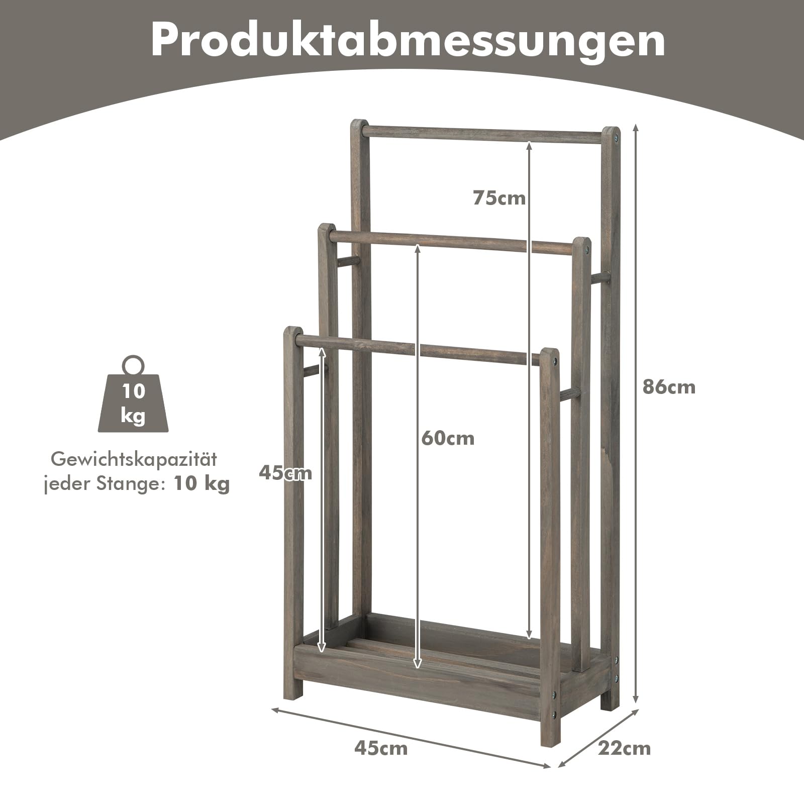 Decopatent® Handdoekrek - Vrijstaand Handdoekenrek Voor In Badkamer - Handdoekrek - Bamboe Hout Handdoek Droogrek Met 3 Armen