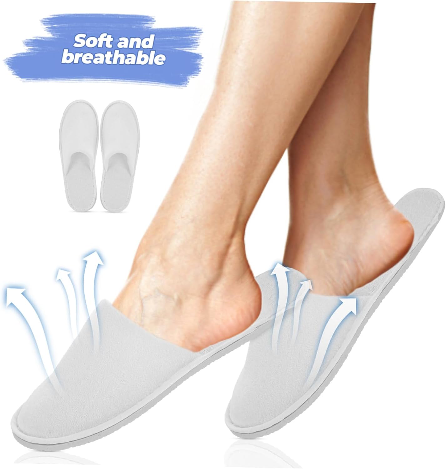 Mipcase 5pairs Disposable Spa Slippers for Guests Nonskid Hotel Slippers Comfortable Convenient for Salons and Hotels