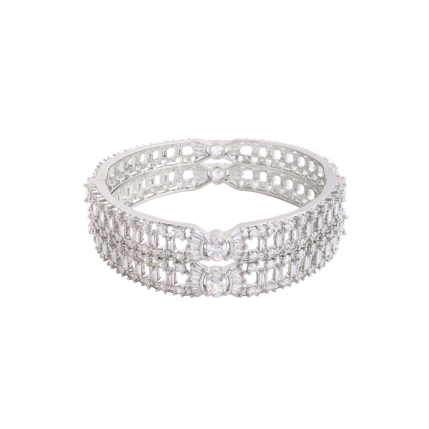 Yellow Chimes Bangles for Women and Girls American Diamond Bangles for women | Silver Tone White AD Studded Bangles for girls | Birthday Gift For girls and women Anniversary Gift for Wife (B0C8TTB7BY) Amazon Price History, Amazon Price Tracker