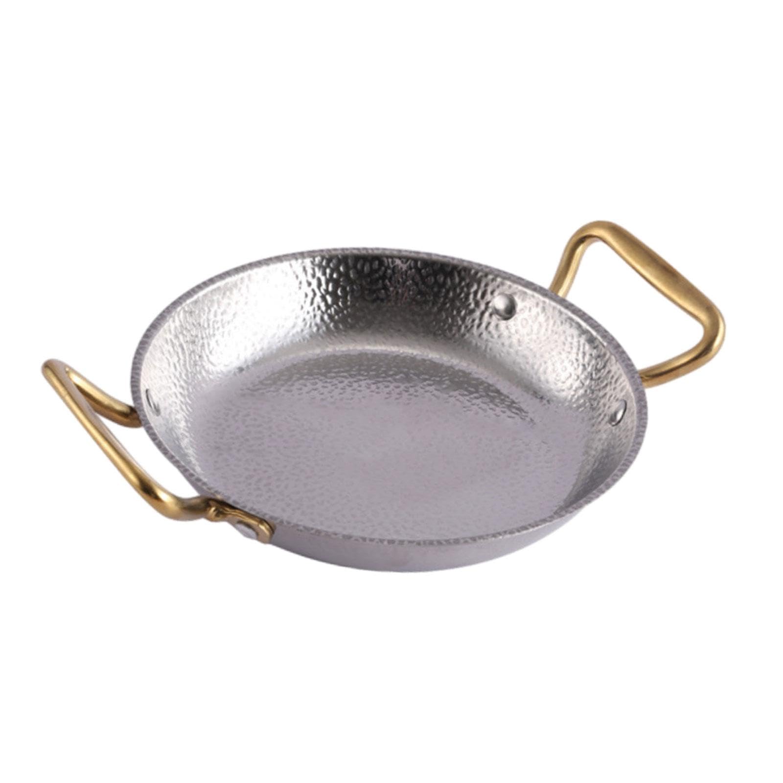 Trockene Schmorpfanne für Kimchi, Behälter mit Zwei Griffen für Suppen Und Nudeln, Polierte Und Fettabweisende Edelstahloberfläche, Ideal für, 28CM, Silber-Gold-Ohren