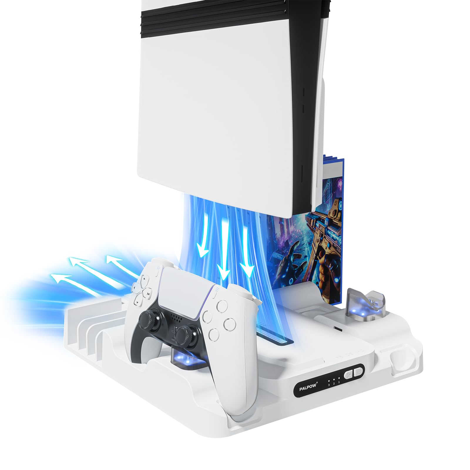 Cooling Station Stand for PS5 Cooling Fan Station with Dual Controller charger Compatible with PlayStation 5 Pro Slim