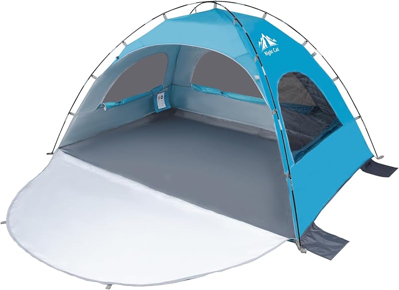 Beach Tent Portable Camping Sun Shade Shelter for 2-4 Persons with UV Protection 3 Breathable Mesh Windows Extended Tent Floor Easy Set Up Outdoor