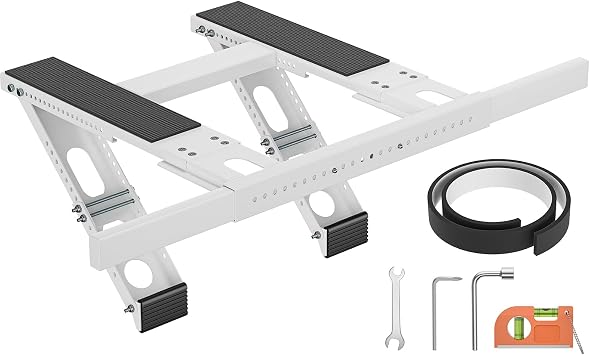 No-Drill AC Window Bracket, Air Conditioner Support Bracket for Single/Double Hung Windows, Heavy Duty Epoxy-Coated Steel Holds Up to 300lbs, Easy Installation & Adjustable