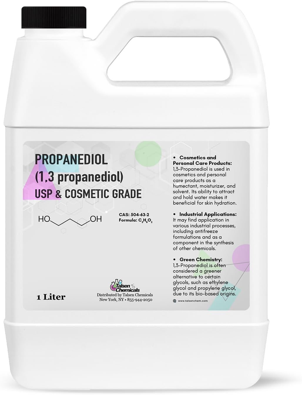 Propanediol PDO Liquid 1,3 (1000 mL / 33.81 Ounce) Propanediol 1,3 Cosmetic and USP Grade (1 Liter)