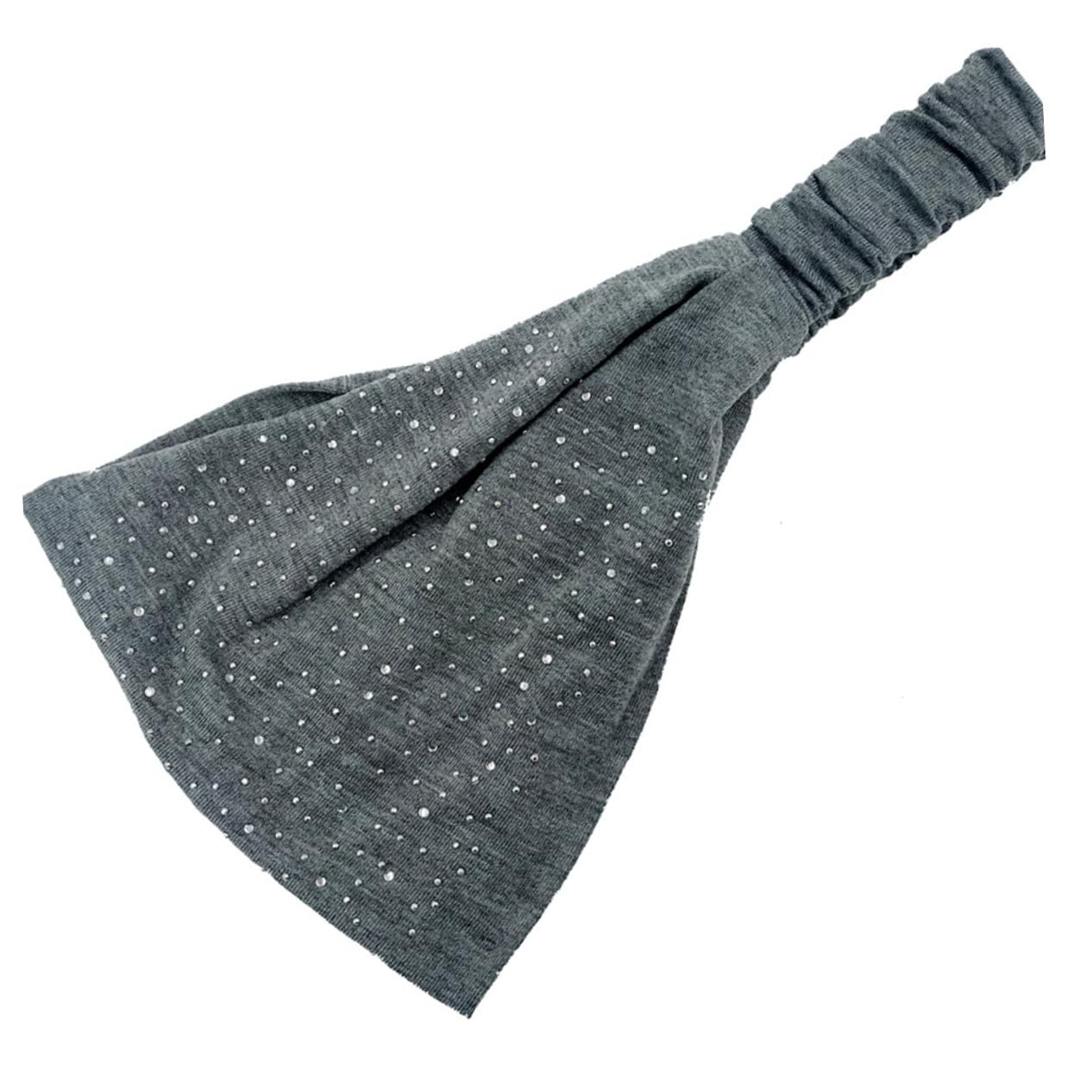 4 piezas Cintas Elásticas para Pelo Mujer con Rhinestone Banda de Pelo Alta Elasticidad para Yoga Fitness y Maquillaje Incluye Negro Marrón Rojo y Gris
