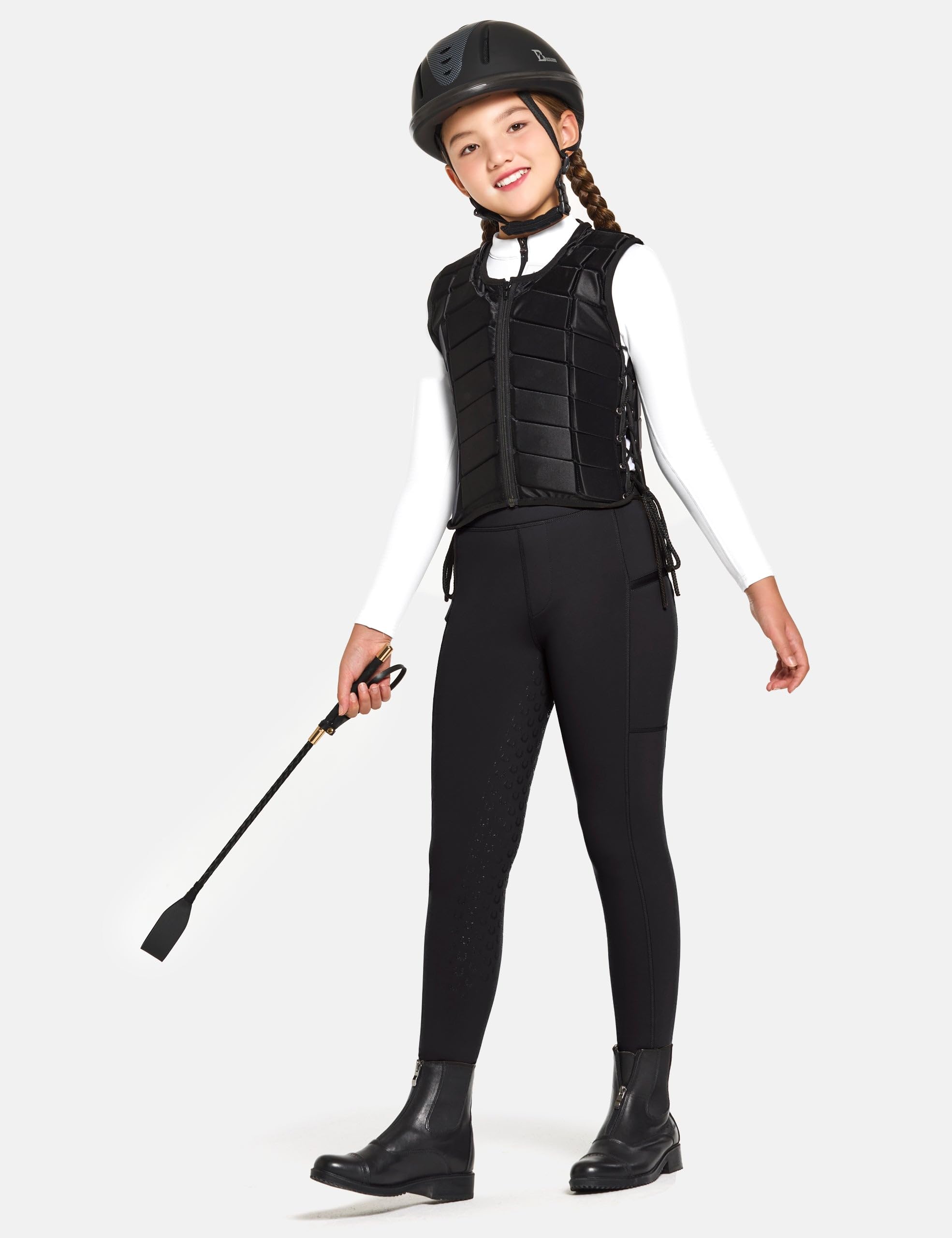 FitsT4 Sports Pantaloni da Equitazione Invernali per Bambini Leggings da Equitazione Invernali per Bambine Pantaloni da Equitazione Termici con Rivestimento Completo in Silicone,