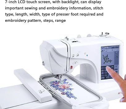 2-in-1 Sewing & Embroidery Machine, Automatic Sewing Machine Electric Embroidery Machine 158 Built-in Designs LCD Touch Screen, 210 Letters, 30 Border Patterns