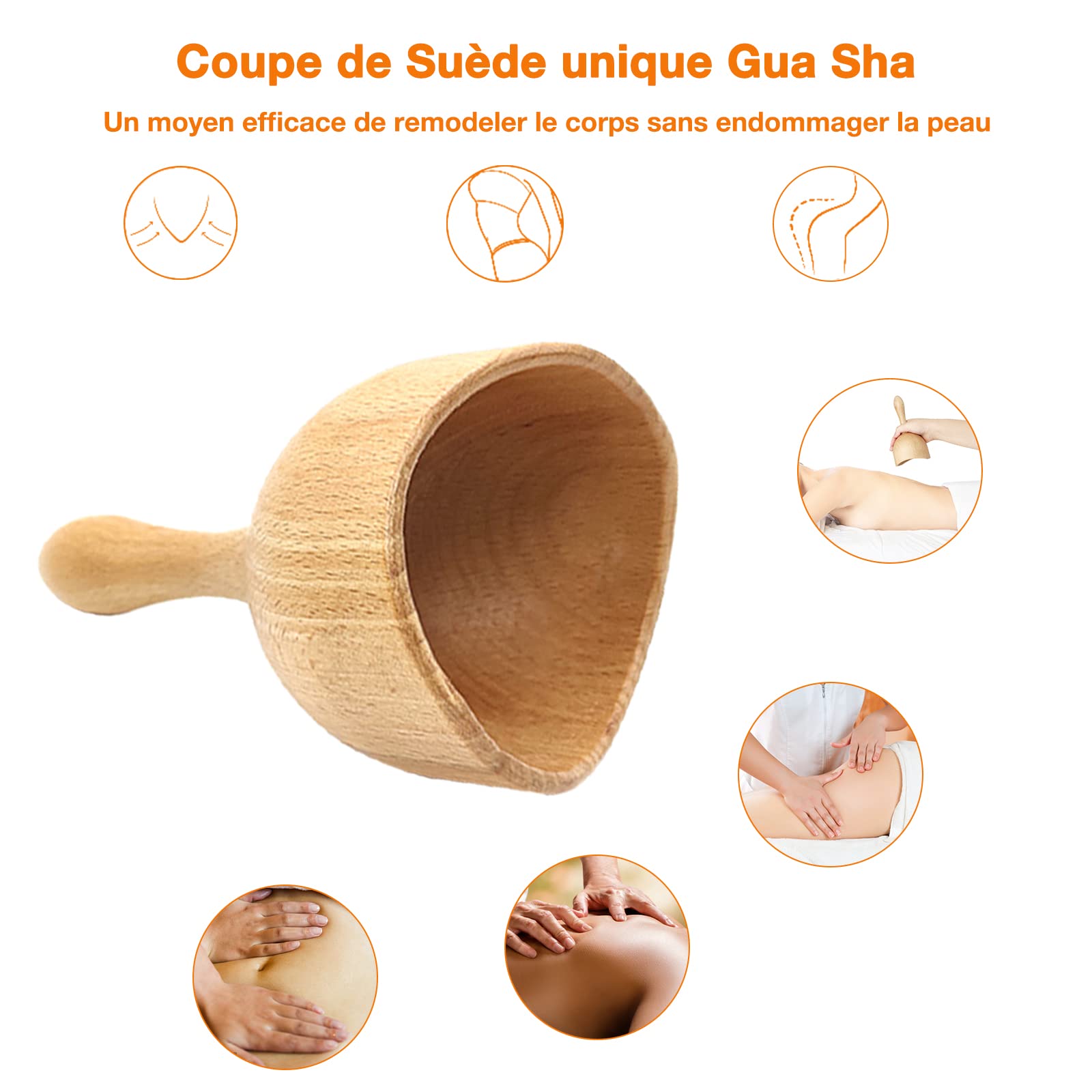 5 en 1 Maderotherapie Kit Complet Cellulite, Rouleau Massage Bois, Pour Anti Cellulite, Drainage Lymphatique, Gua Sha Pour Corps