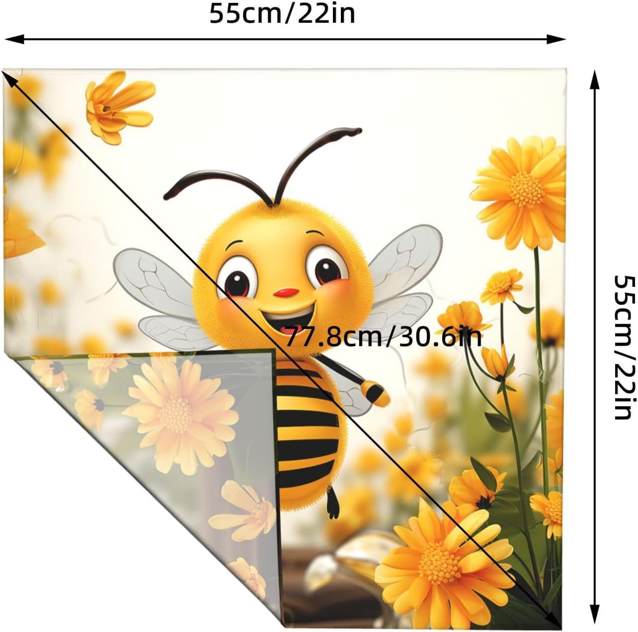 Cooling Bandanas for Men Women Square Hair Scarf 22" x 22" Novelty Headband Cute Bees Daisy Flower Neckerchief
