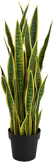 35in Faux Variegated Sansevieria Snake Plant