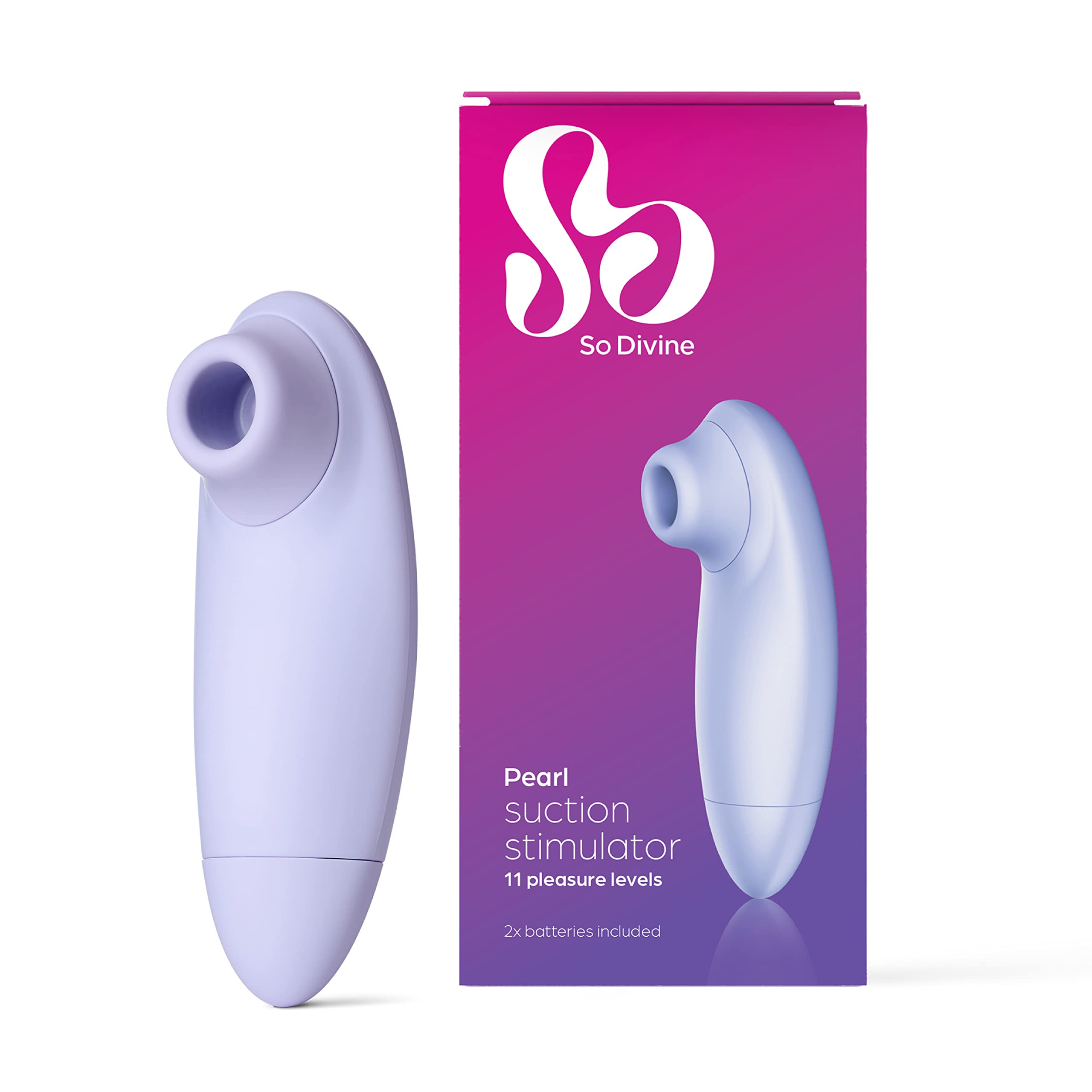 So Divine - Purple Pearl Pulsating Clitoral Suction Stimulator. Clit Sucker with 11 Suction Intensities. Waterproof Sex Toy for Women Made with Body Safe Silicone. Discreet Delivery.
