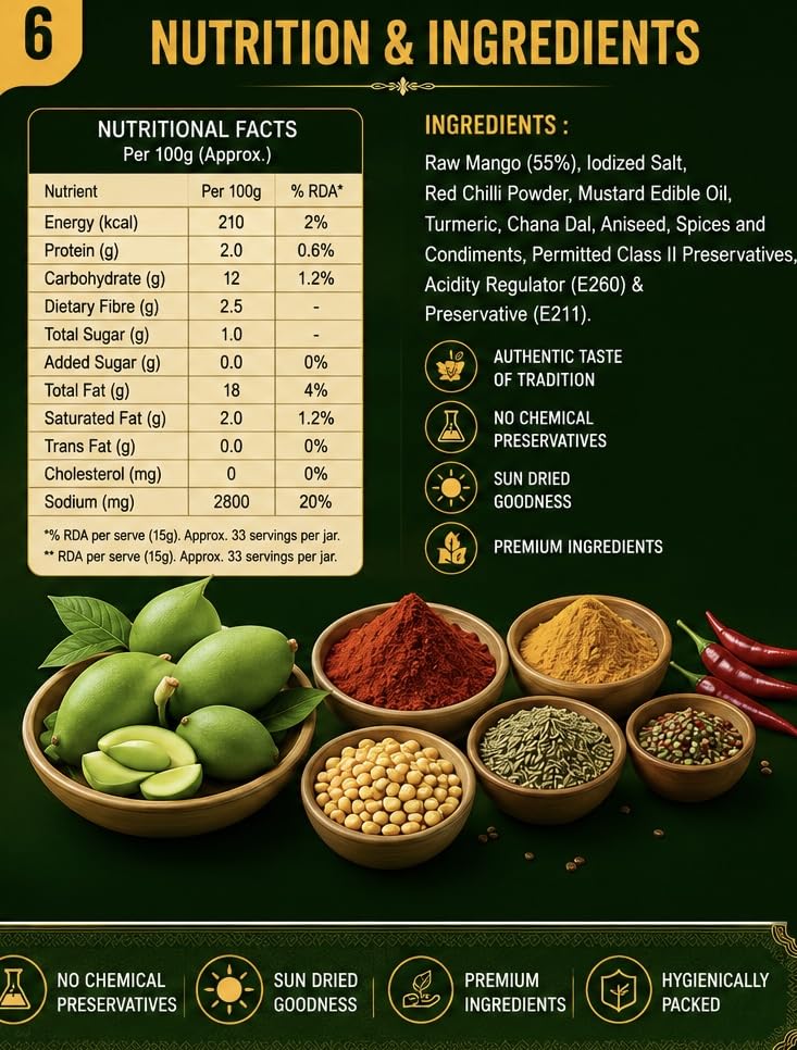 Jibro Mango Pickle Traditional Aam Ka Achar Spicy & Tangy Taste Made in Pure Mustard Oil 3