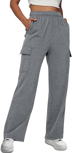 Miniatura 1 de AUTOMET Pantalones deportivos tipo cargo para mujer, estilo casual, holgados, de forro polar, de cintura alta