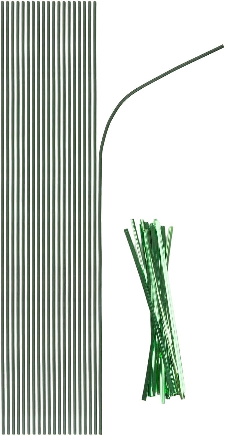 Plant Support Stakes Kit with Ties, 20 Pack Flexible Bendable Garden