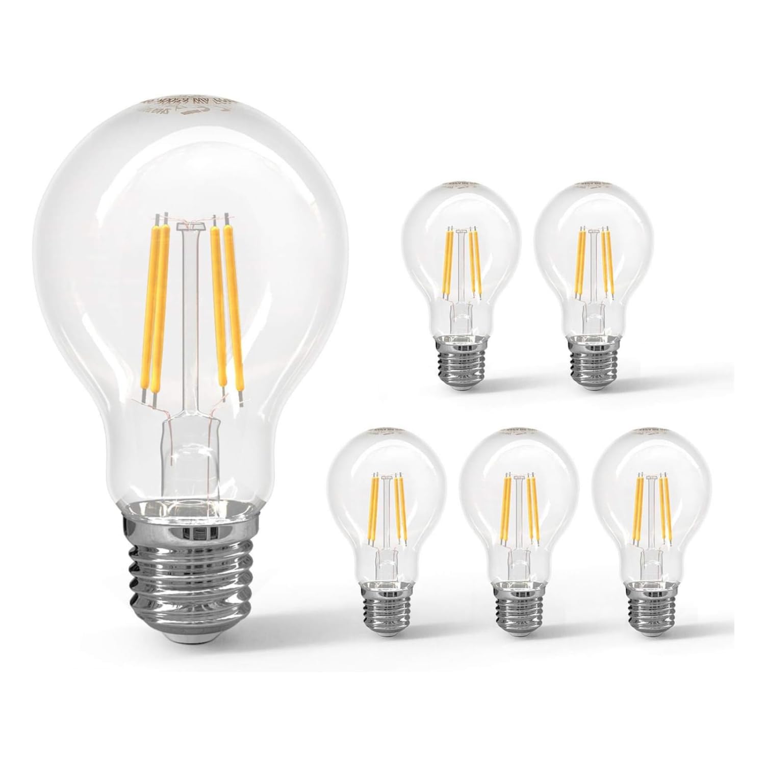 Aigostar 6W E27 LED Filament Bulb, Clear 700 Lumen Golfball Bulb Edison Screw Bulb 2700K, 5 Pack Energy Saving LED Bulb E27 Globe Clear
