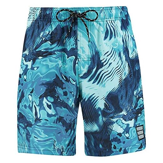 PUMA Herr reflektion allt-tryck mellan-shorts simning kalsonger, Blå kombo, XL