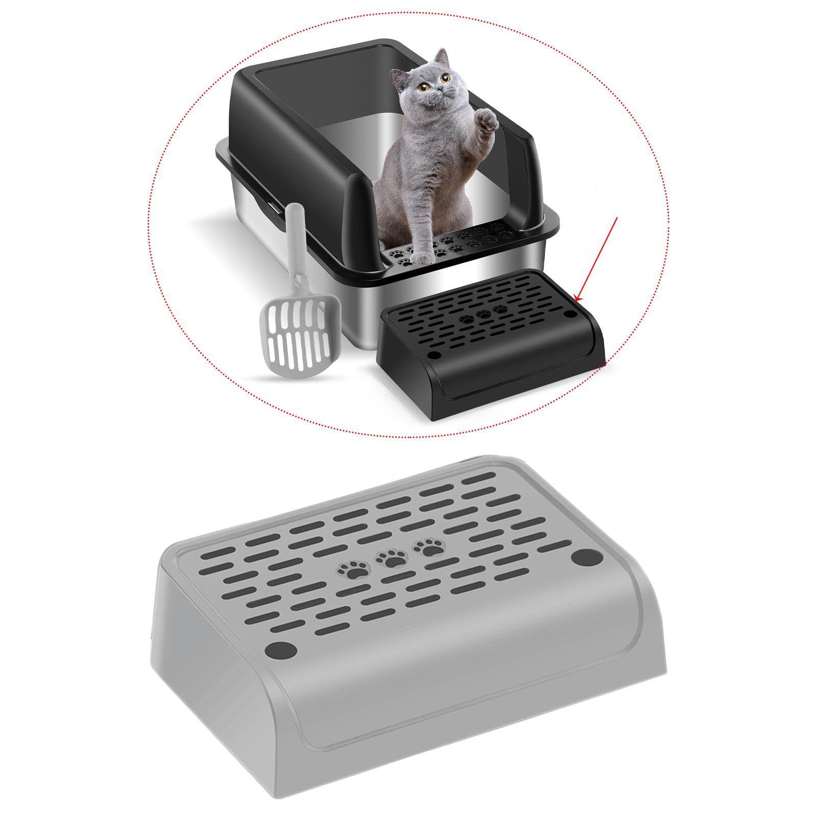 Cat Litter Step and Stair Keep Tidy Easy to Clean Washable Pet Litter Footboard Cat Pedal Step Stool for Pet Litter Tray, Silver