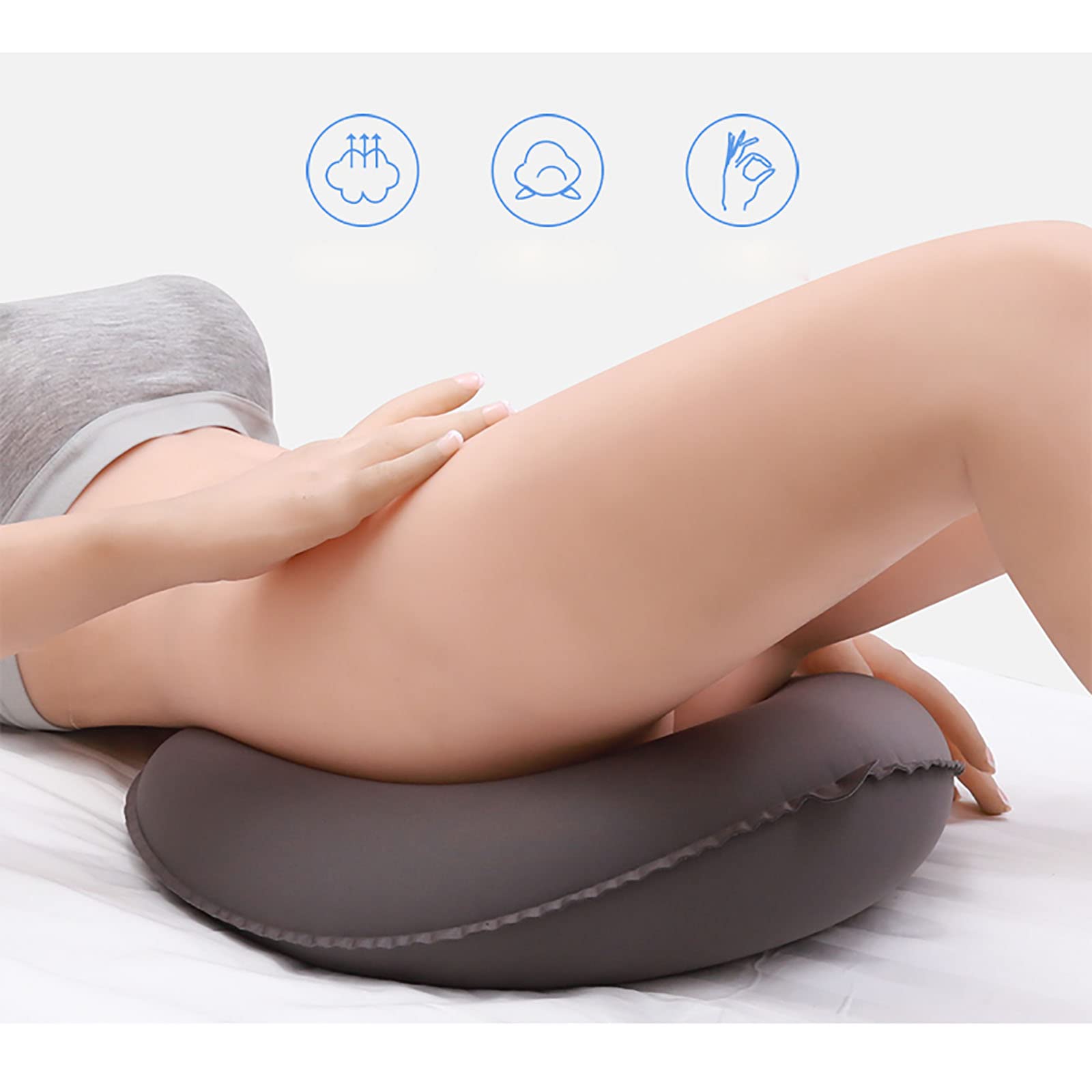 Cojín de asiento inflable de aire TPU Cómodo Cojín para silla de ruedas antiescaras Cojín para silla, Estera para dolor de decúbito Accesorios inflables para el cuidado de la cama paralizada, Ide