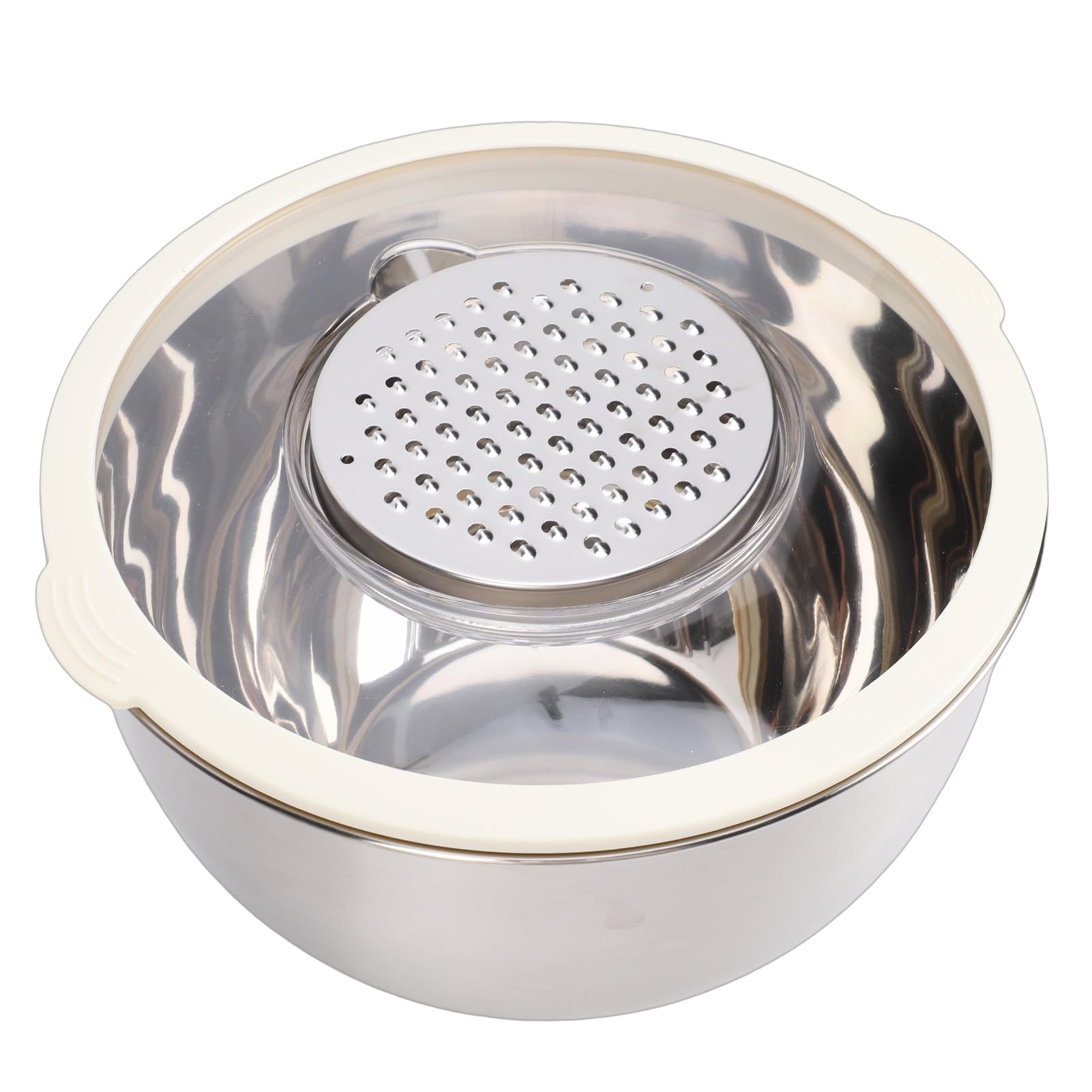Walmeck Edelstahl-Rührschüssel-Set mit Deckel, 3-teilig, Rutschfester Silikonboden, Küchen-Rührschüsseln für die Zubereitung von Speisen, Salat, Backen, (3-teiliges Schüsselset aus Edelstahl 304)