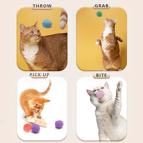 Miniatura 4 de Pelotas de juguete para gatos, juguetes interactivos para gatos, juguetes de bolas para gatos con 2 lanzadores (actualizado) y 50 bolas de pompones,