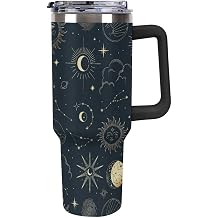 Niapessel Leak Proof Tumbler, Insulated Water Bottles with Straw, Constellations Sun Moon Insulated Cup with Handle 40 Oz Stainless Steel Flask for School, Travel, Car, Sports, Work