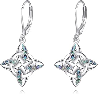 Witches Knot Earrings 925 Sterling Silver Witch Knot Celtic Knot Dangle Earrings Wiccan Pagan Witchy Jewelry Irish Gifts for Women
