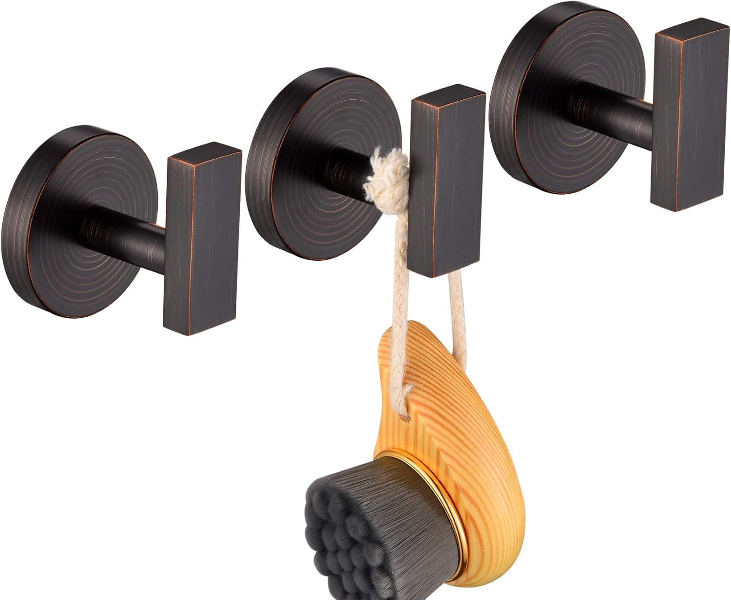 Robe Hook Bath Towel Hooks Stainless Steel Wall Hooks for Bathroom Kitchen Closet Garage Door Hanger Oil Rubbed Bronze 3 Pack, AN1001ORB-P3