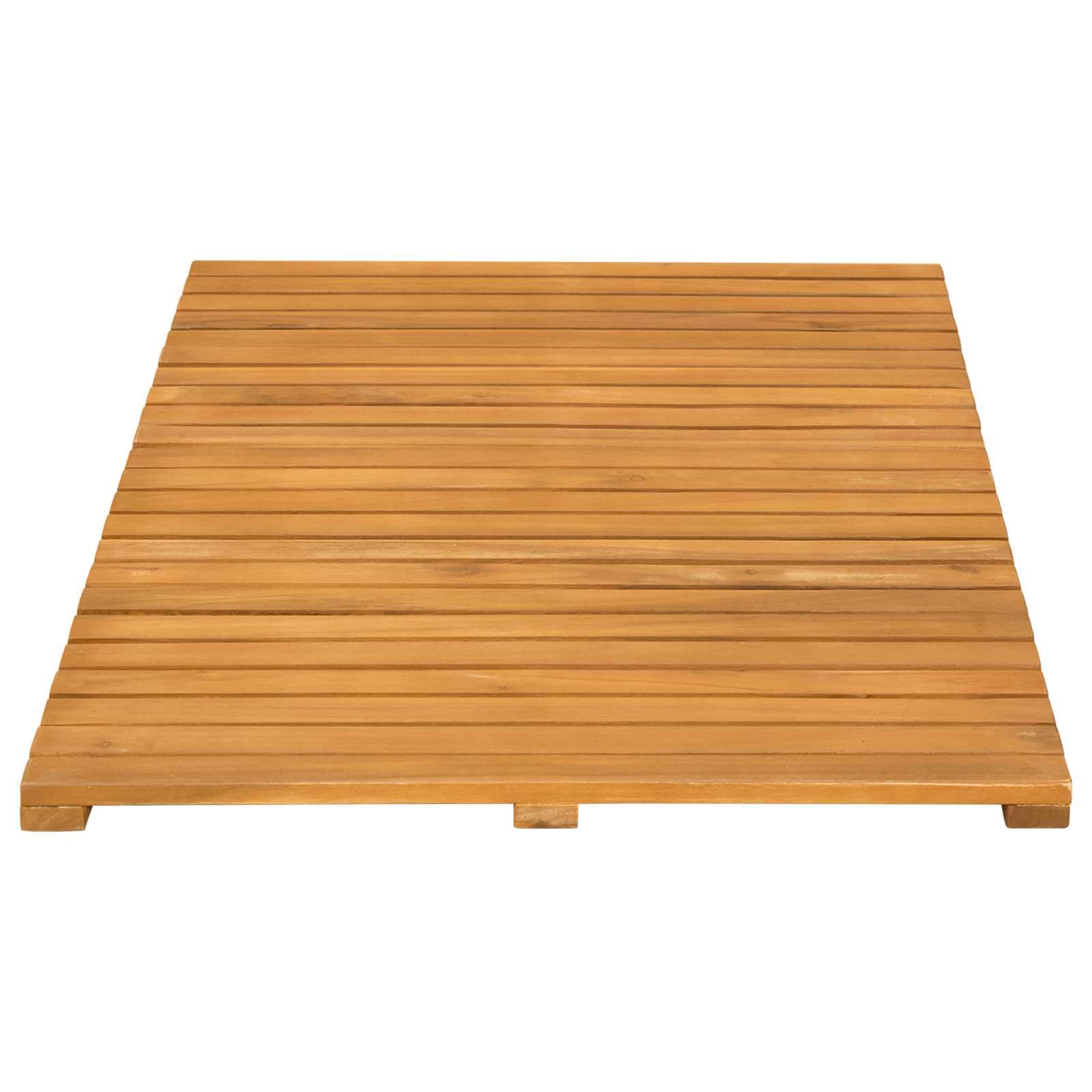 Alfombra de baño de madera maciza de acacia con superficie antideslizante y ventilada para baño, balcón y spa, 80 x 50 cm, impermeable, duradera, fácil de limpiar, secado rápido