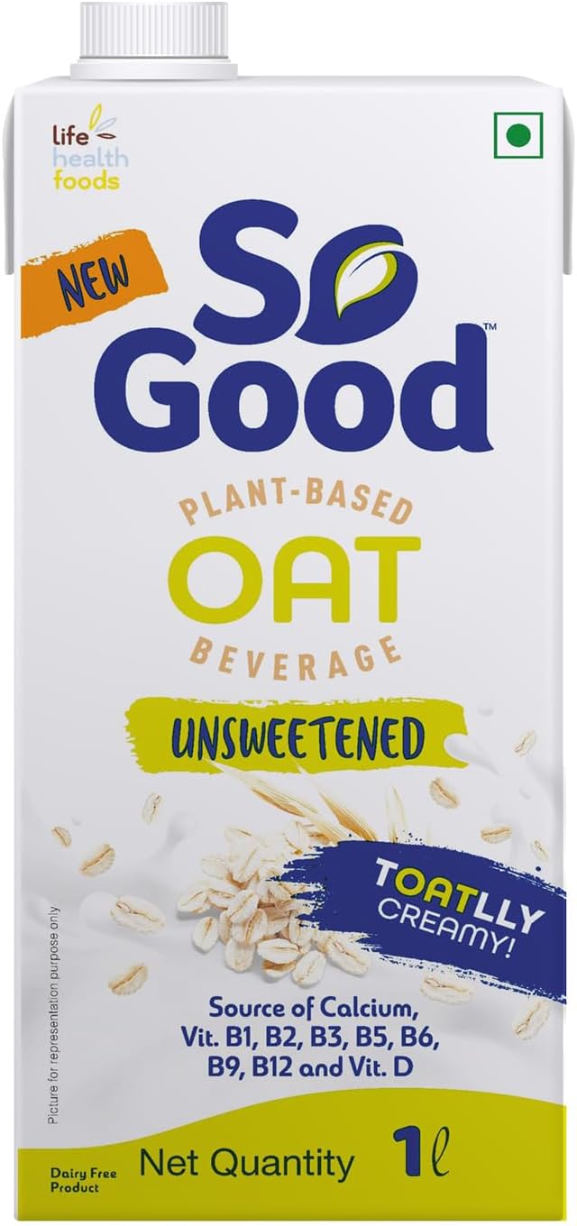 Plant Based Oat Beverage Unsweetened 1 L | Lactose Free | No Added Sugar |Gluten Free | No Preservatives | Zero Cholesterol | Dairy Free| Source of Calcium & Vitamins