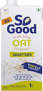 So Good Plant Based Oat Beverage Unsweetened 1 L | Lactose Free | No Added Sugar | No Preservatives | Zero Cholesterol | D... Price In India