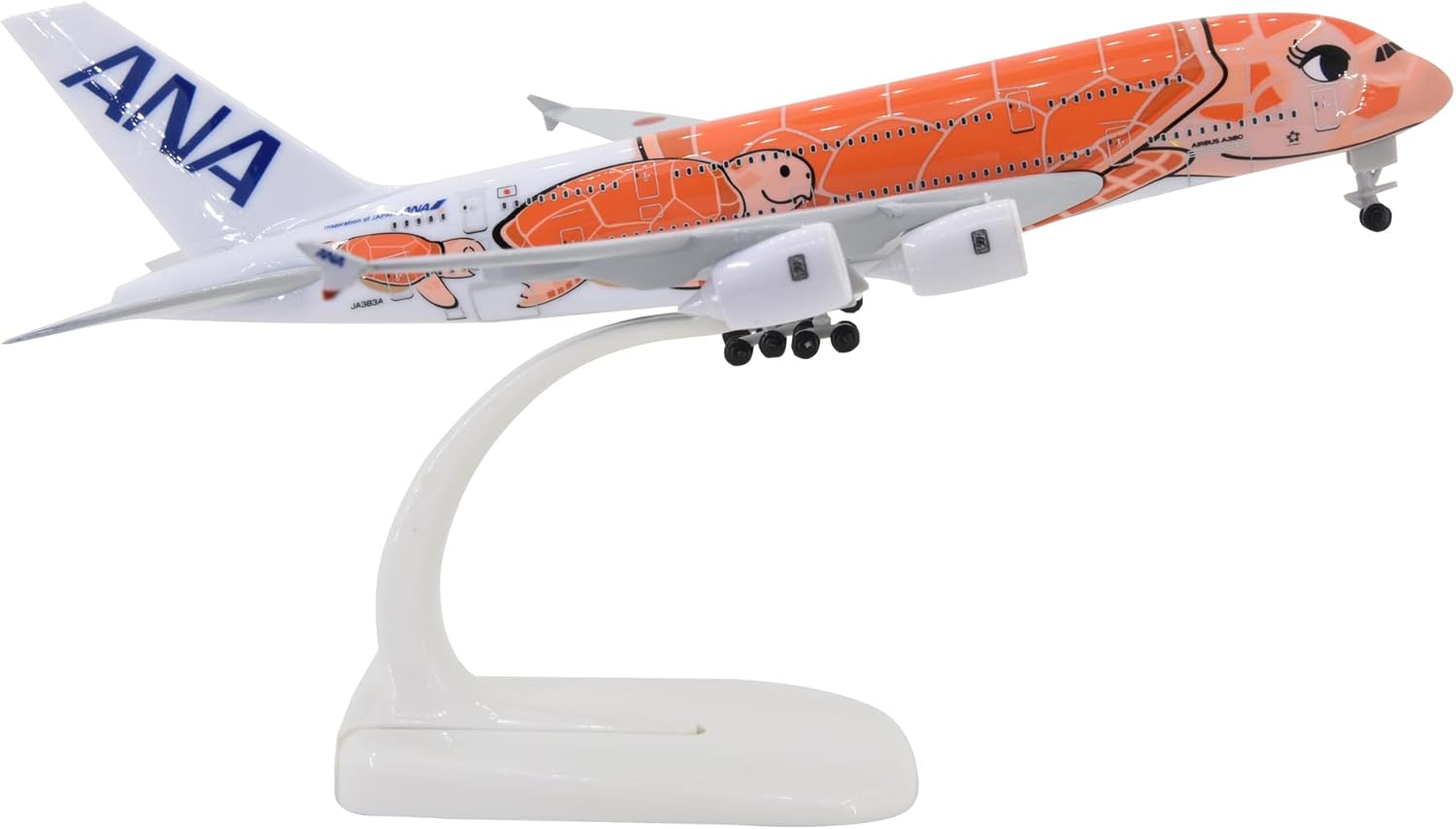 TANG DYNASTY 1:400 Standard Edition A380 ANA Sea Turtle Metal Airplane Model Plane Toy Plane Model (Orange)
