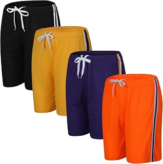 4-Pack Boys/Toddler Athletic Shorts Youth Basketball Shorts Mesh Quick Dry Kids Shorts Moisture Wicking Shorts（2-14Years）