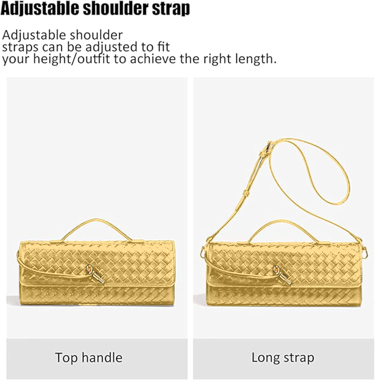 NEWBELLA Handwoven Women's Clutch Purse, Crossbody Bag with Adjustable Strap for Evening & Casual Use