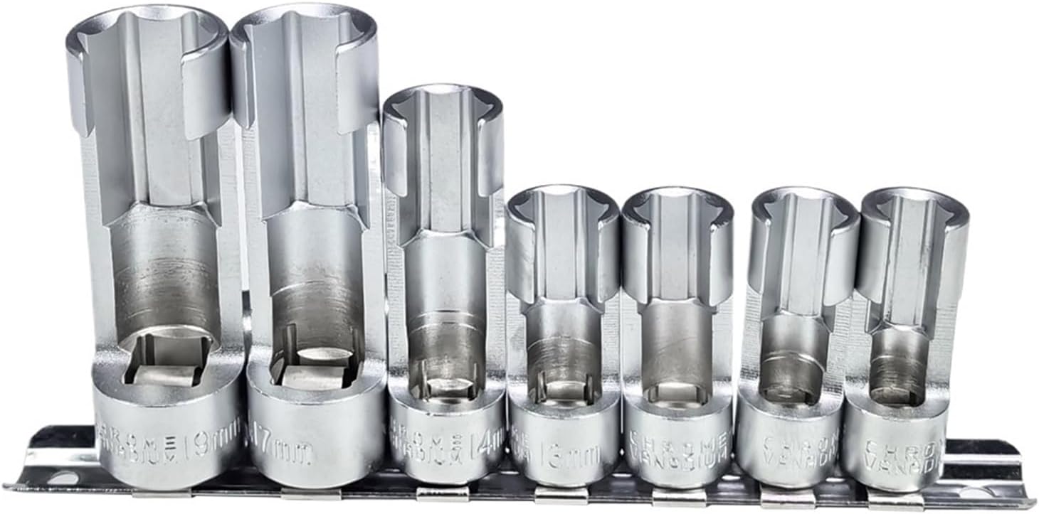 Hot Socket Wrenches 7pcs 3/8" 1/2" Drive Diesel Equipment Fuel Line Injection Nut Replacement 10-19mm