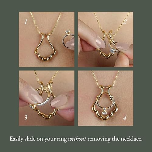Miniatura 3 de Ring Holder Necklace - Sterling Silver Necklace with Gold Finish - Engagement Gift for Doctors & Nurses - Gold Jewelry for Mom or Grandmother