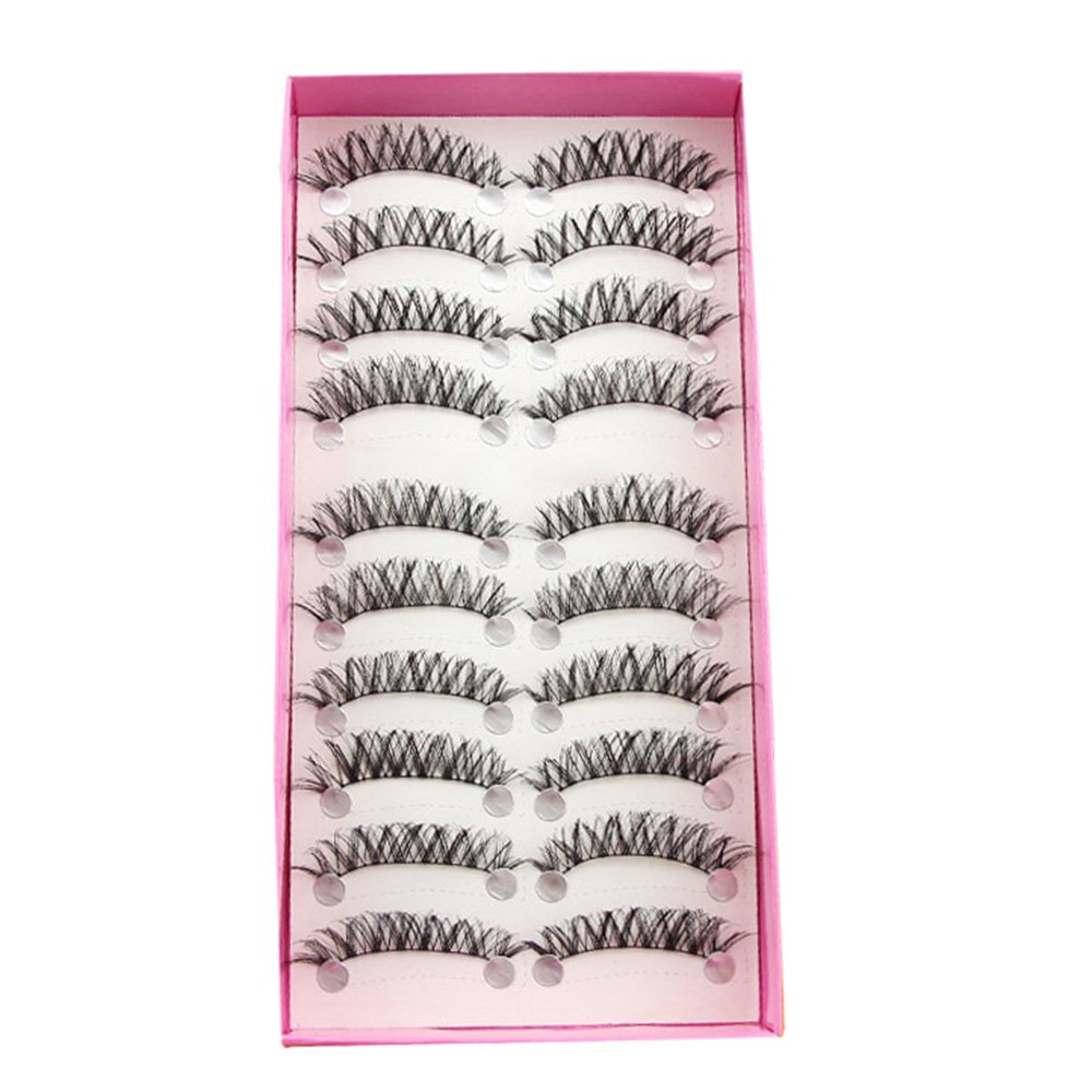 Bluelans 10 Pairs Handmade Natural Long Soft Eye Lashes False Eyelashes Extension Makeup