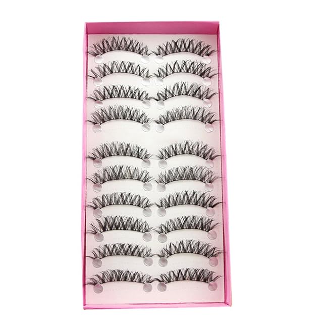 Bluelans 10 Pairs Handmade Natural Long Soft Eye Lashes False Eyelashes Extension Makeup