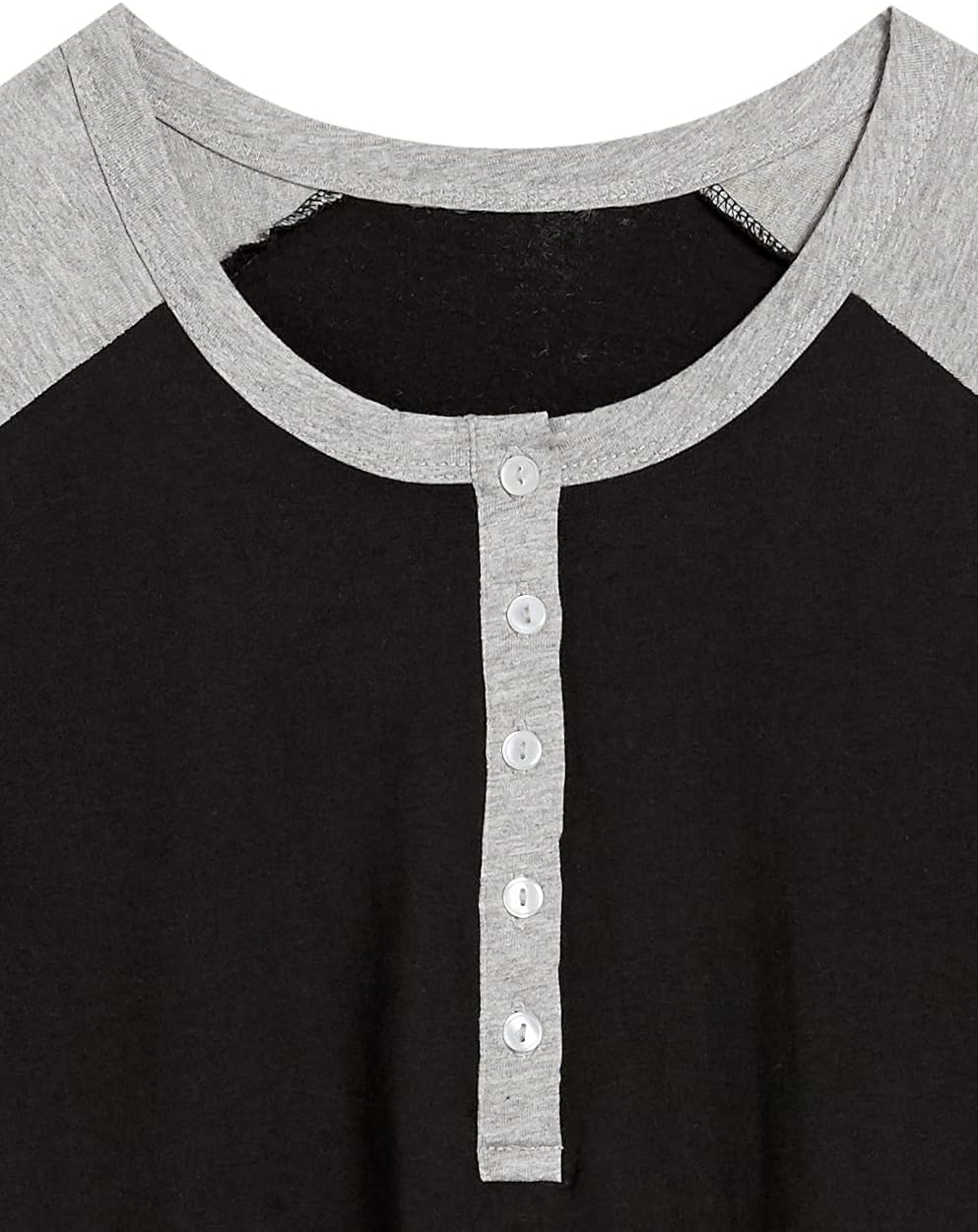 AmeriMark Womens Henley Baseball Shirt Tunic Top Contrast Sleeves Black/Gray 5X - Image 4