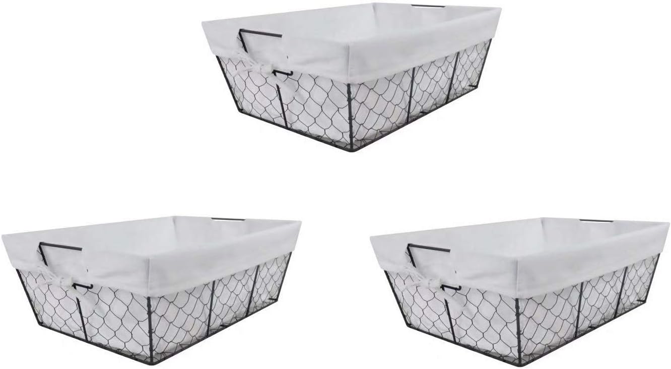 THE NIFTY NOOK Set of 3 Farmhouse Bright White Wire