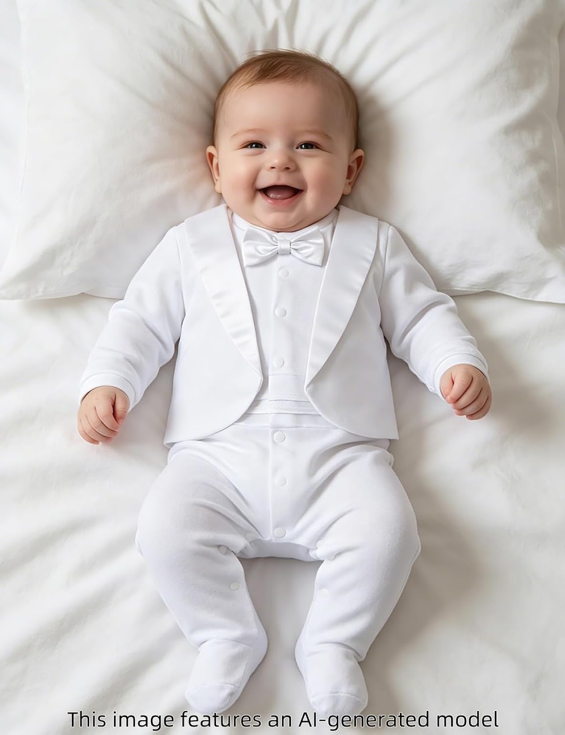A&J DESIGN Baby Boy Tuxedo Gentleman Footie One-piece Romper with Bow Tie