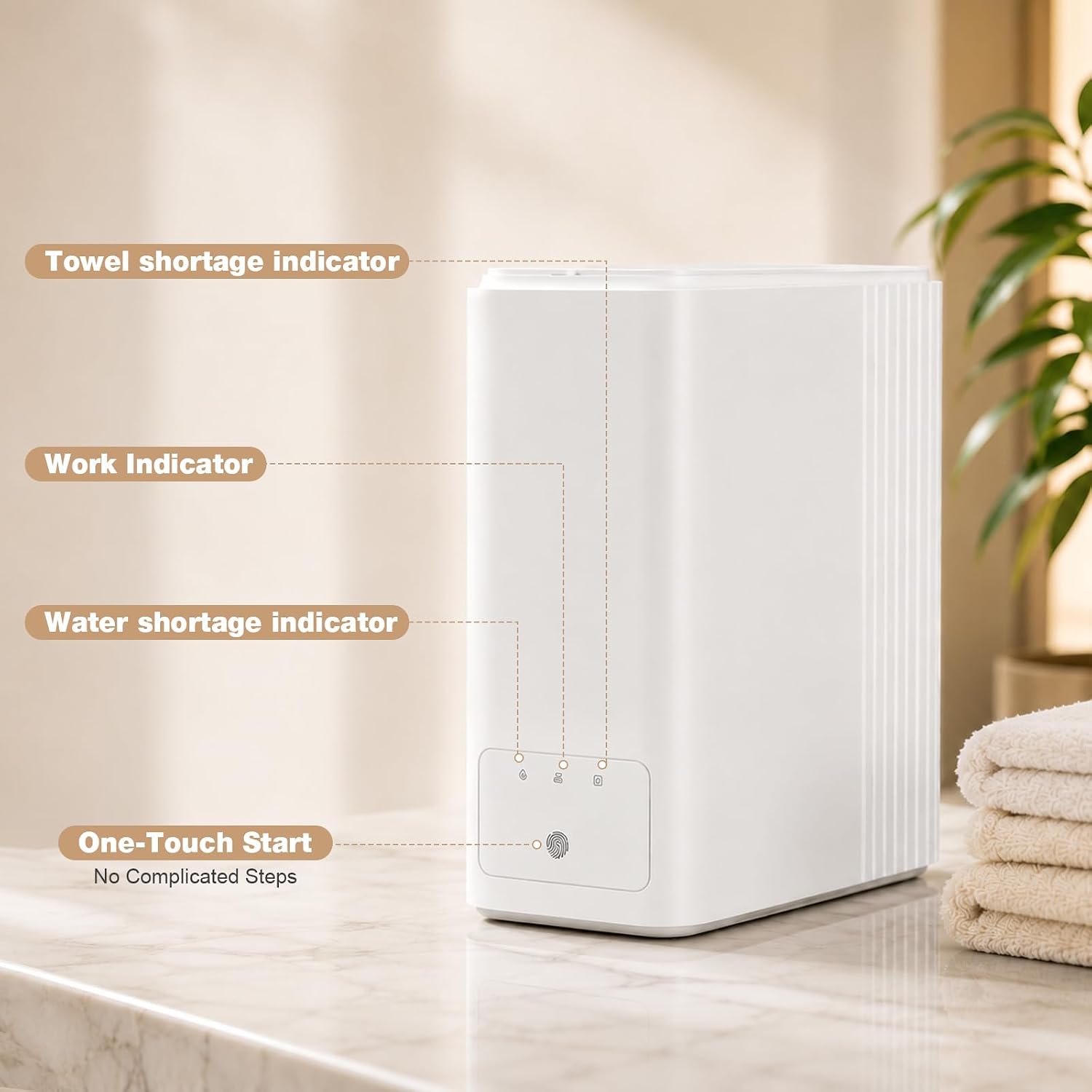 Hot Towel Dispenser for Face, Hot Face Towel Heater Machine, AZ GOGO Mini Hot Towel Warmer for SPA with Smart Voice Alerts, 5-Second Fast Heating, 55°C (131°F) Constant Temp, 20 Compressed Towels