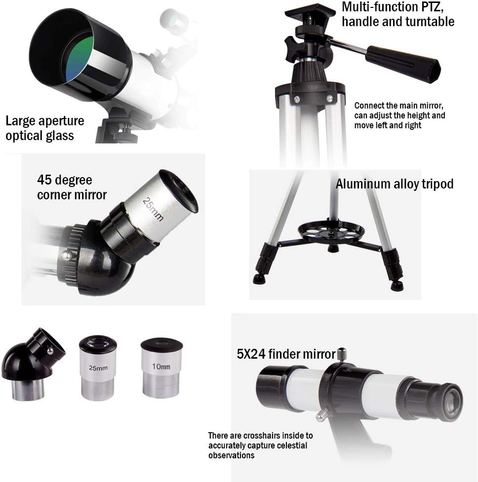 YXCKG Refracting Telescope, Portable Travel Telescope, Telescopes for Astronomy Beginners, Telescope with 2 Eyepieces, Aluminum Tripod, See Scenery and Night Sky (Size : Package 6)