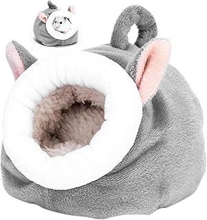 Ryaupy 1 x Hamster Cotton Nest, Small Animal Bed, Cuddly Cave, Hamster Winter Warm Cotton Nest, Winter Sleeping Bags, Guinea Pig Cave Washable for Hamsters, Chinchilla (Grey) product image
