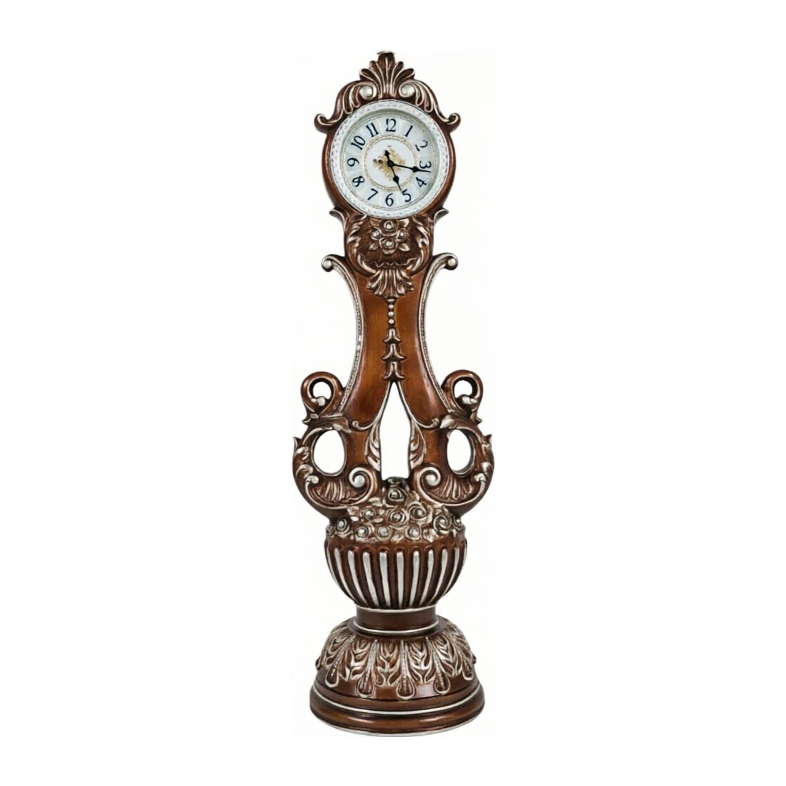 WANGHAI-666 Grandfather Clocks Floor Clock Quartz Silent Roman Numeral Carved Ornate for Living Room(Bruin)