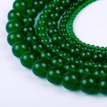 Natural Dark Green Dyed Jade Loose Stone Beads for DIY Jewelry Making 6MM | Natural Round Dark Green Dyed Jade Loose Stone Beads for Bracelet Necklace DIY Jewelry Making 4MM, 6MM, 8MM, 10MM, 12MM
