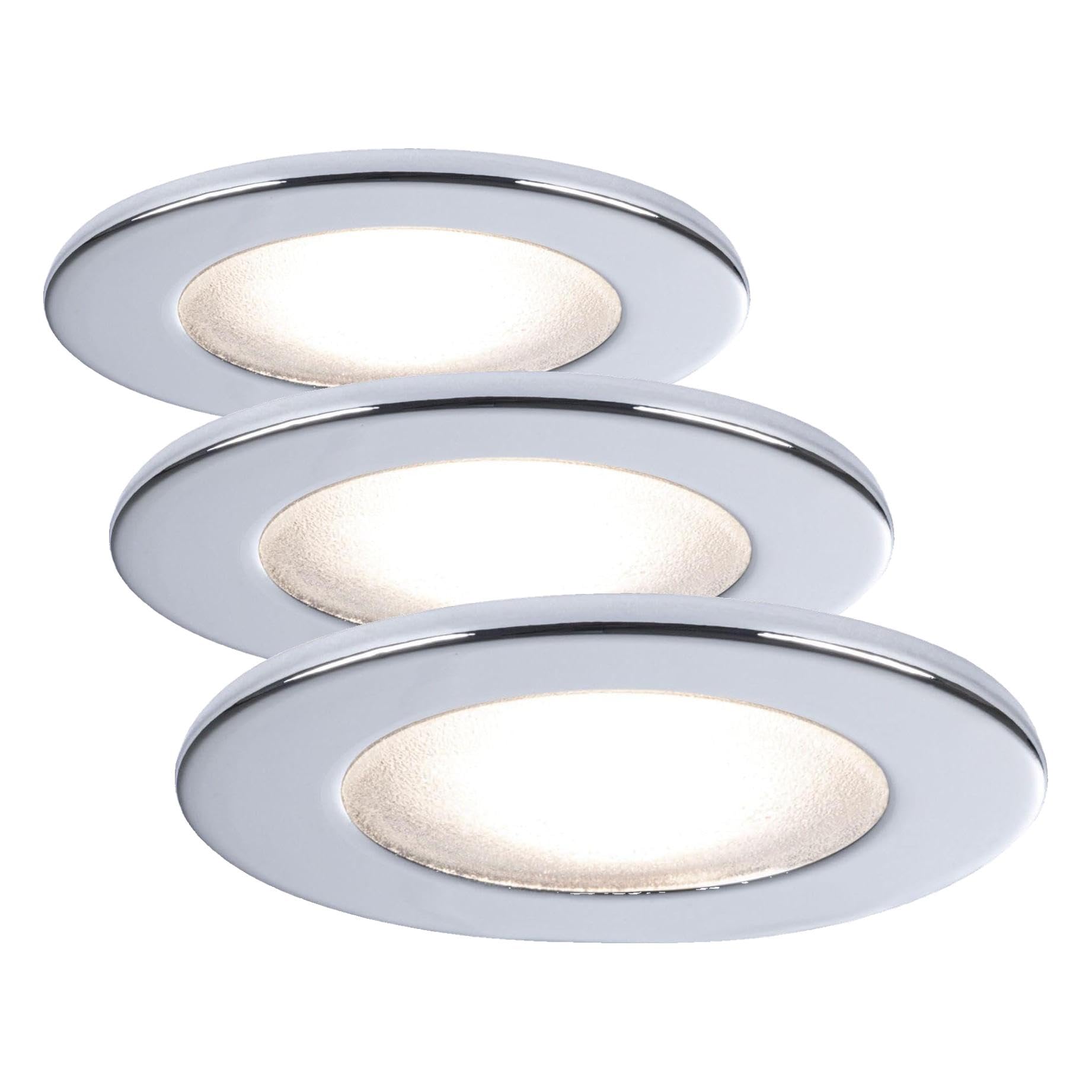 Paulmann 98462 Möbeleinbauleuchte Micro Line Structure Einbaustrahler flach Einbauspot max. 1x20W Lampe Betriebsspannung 12V G4 Metall Spot Chrom (Packung mit 3)