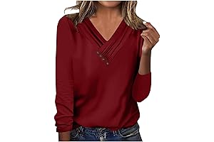 Women's Casual Long Sleeve Solid Color Button Up Pullover Tops, Loose Fit...