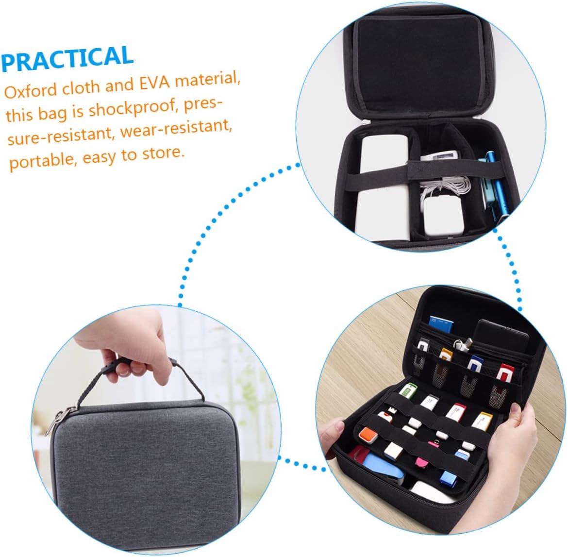 Electronic Travel Organizer Bag for Cables and Accessories Compact Storage Case Mesh Pocket for Chargers Usb Drives and Electronic Gadgets