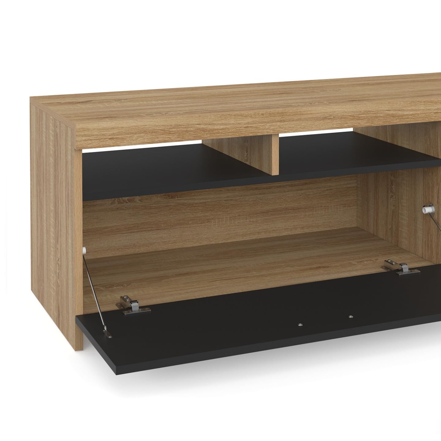 IDMarket - Meuble TV 110 cm Malo Bois et Placard Noir